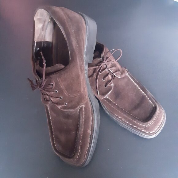 Ferragamo SZ 8D Men's Chocolate Brown Suede Derbys - Picture 1 of 15